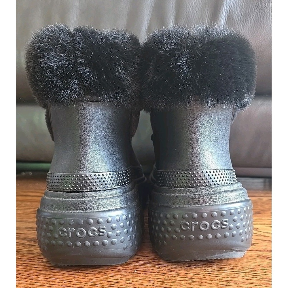 NEW CROCS Stomp Faux Fur Trim Lined Boots Unisex M10/W10l2 208718 Black Winter - Picture 5 of 8